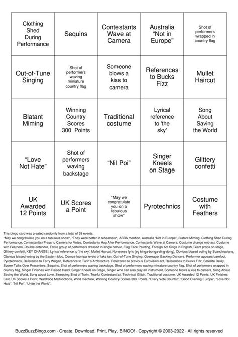 Eurovision 2024! Bingo Cards to Download, Print and Customize!.